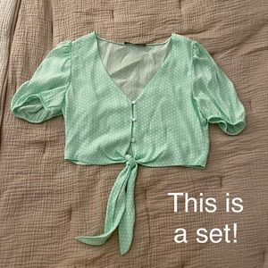 Zara Green Polka Dot Skirt Set